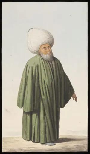 An Ottoman cleric, possibly the Nakibulesraf, or the representative at Istanbul of the Sherif of Mecca