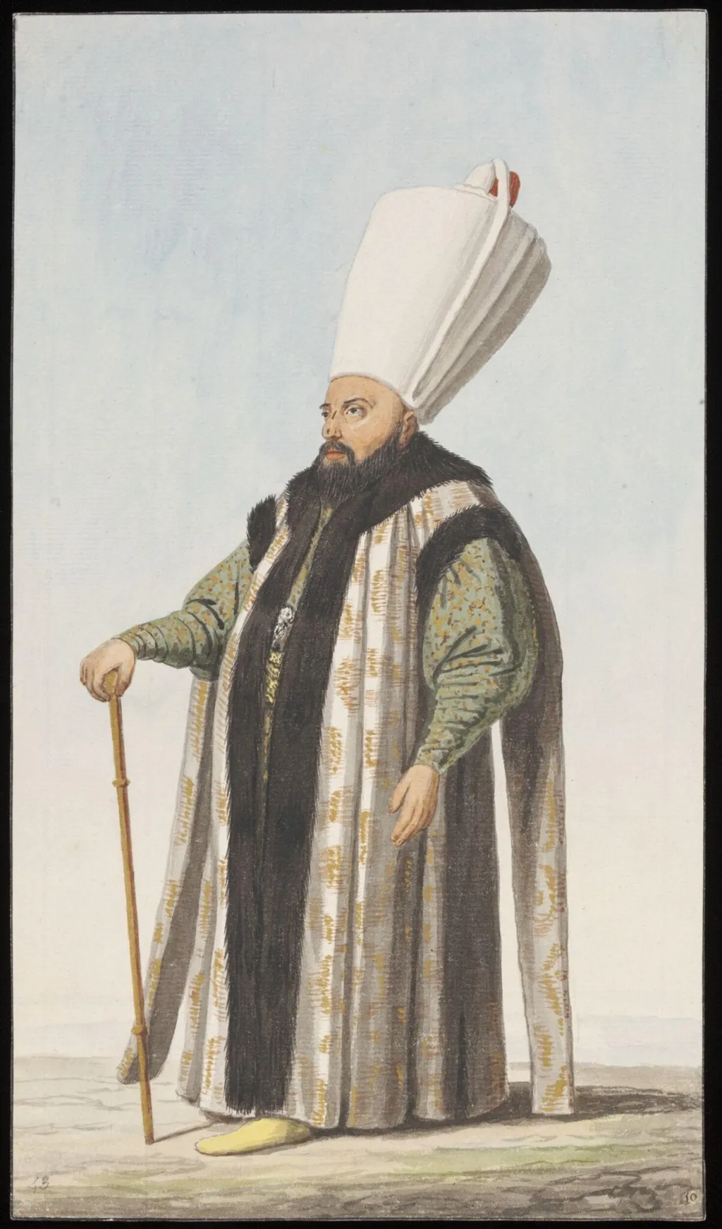 An Ottoman official, possibly a Miri Alem, or leader of troops, by Anonymous Greek artist, watercolor, 1809