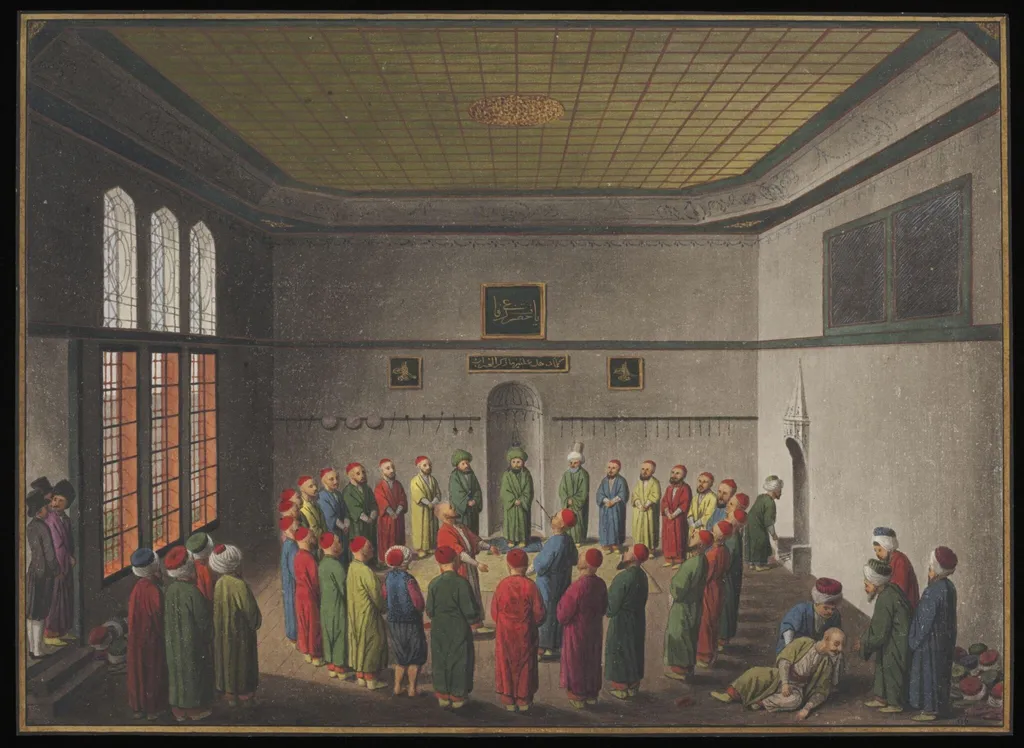 Convent of the Rufai Dervishes, by Anonymous Greek artist, watercolor, 1809