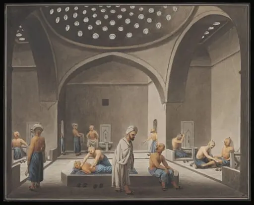 Hamam, or Turkish bath, by Anonymous Greek artist, 1809