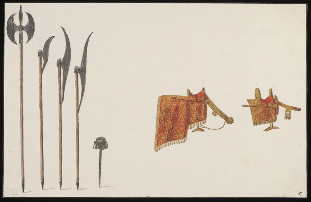 Saddles and battle-axes, by Anonymous Greek artist, watercolor, 1809