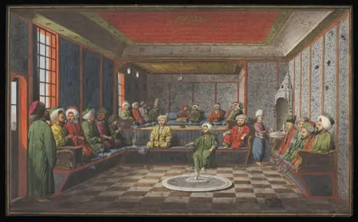 Scene in a kahvehane or coffee house, by Anonymous Greek artist