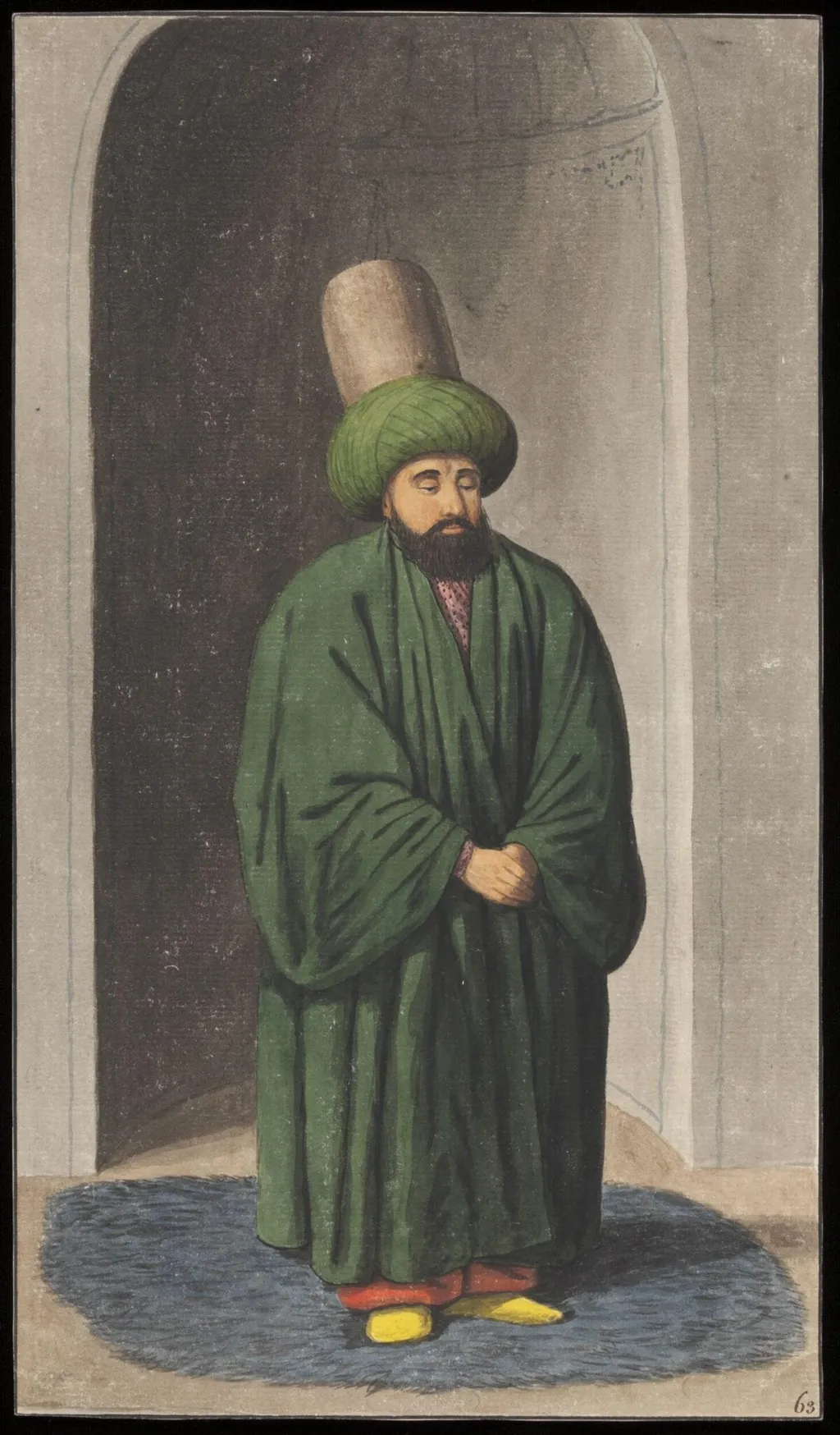 Sheykh of the Rufai Dervishes, by Anonymous Greek artist, watercolor, 1809