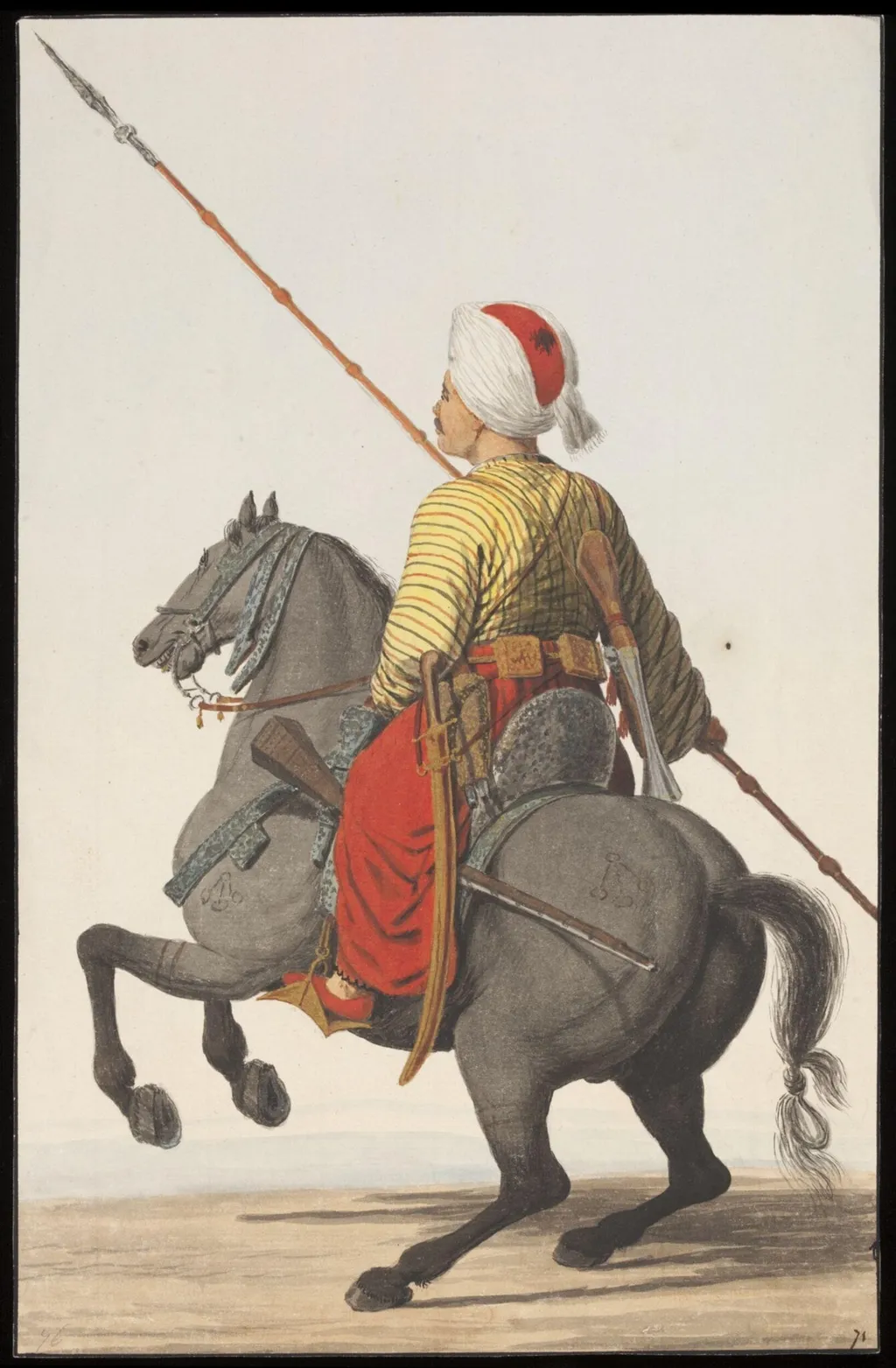 Sipahi, or cavalry soldier, by Anonymous Greek artist, watercolor, 1809