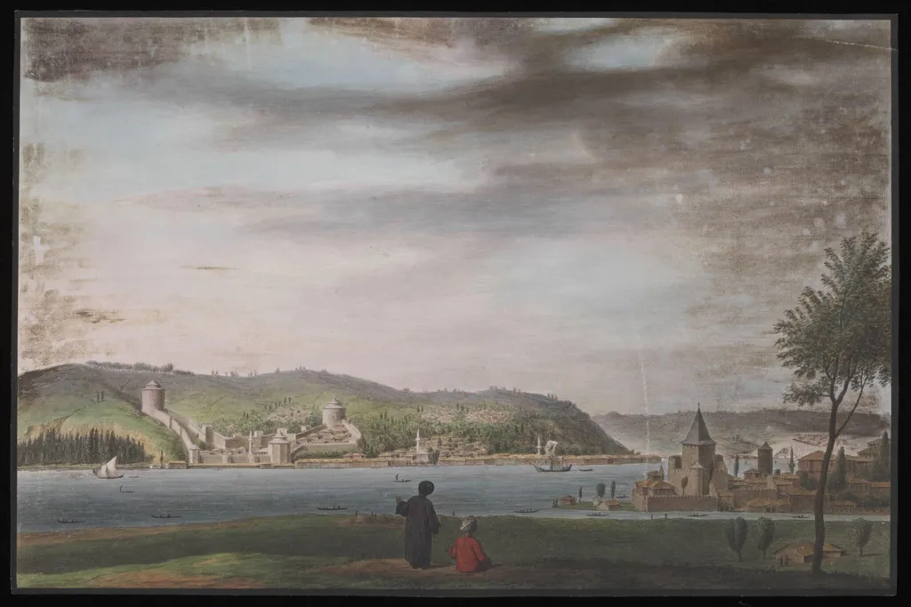 The Castles of Europe and Asia, Istanbul, by Anonymous Greek artist, watercolor, 1809
