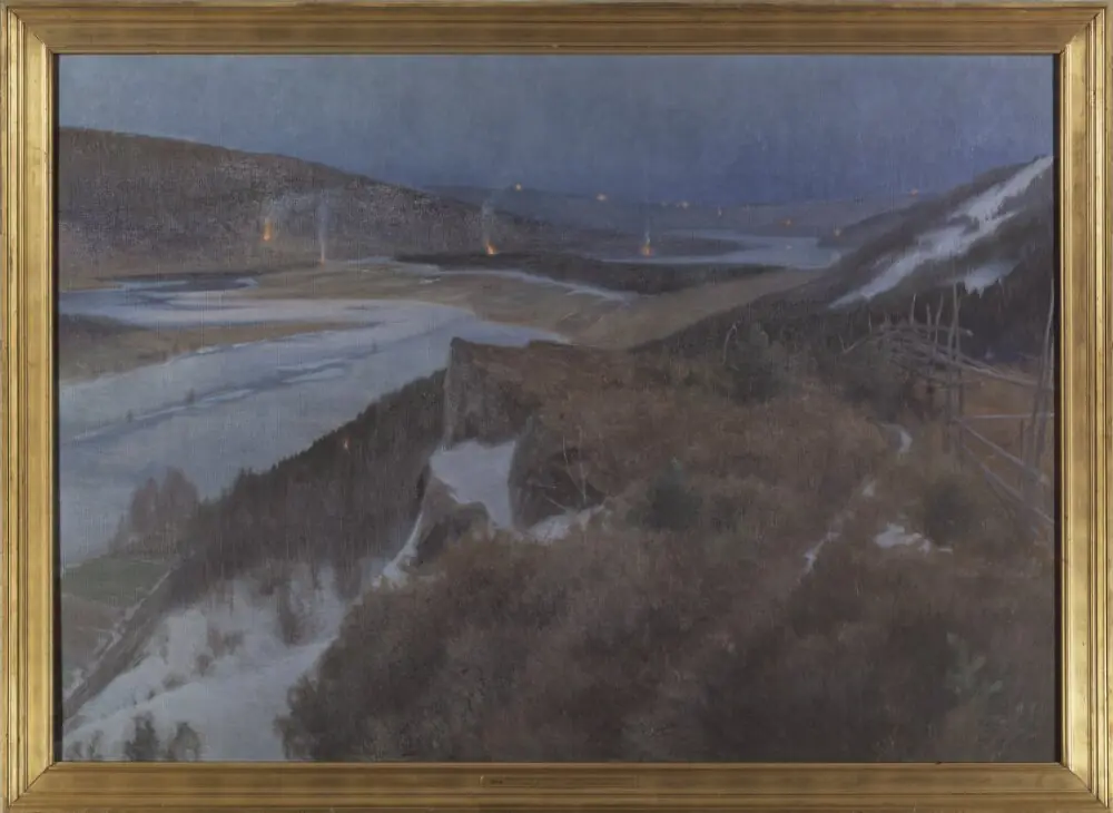Walpurgis Night in Bergslagen, Grangärde in Dalarna, by Anshelm Leonard Schultzberg