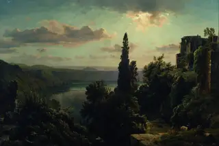 Ansicht des Nemisees im Albanergebirge bei Rom