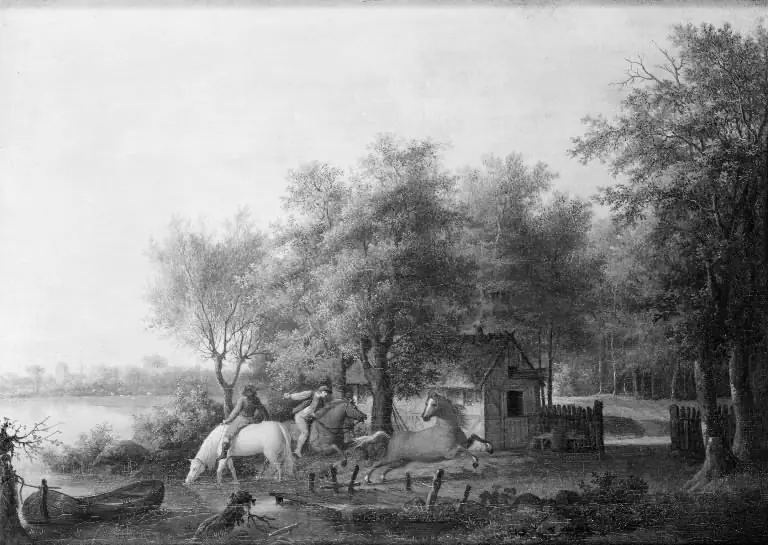 Heste vandes ved en sø, by Anthon Christoffer Rüde