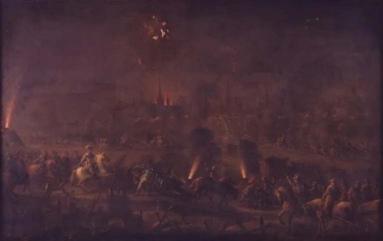 Wismars bombardement, by Anthon Christoffer Rüde, oil, 1804