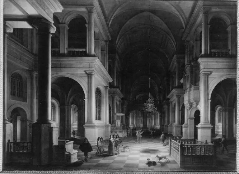 Nächtliches Interieur einer Kirche im Renaissancestil, by Anthonie de Lorme, unspecified, 1642