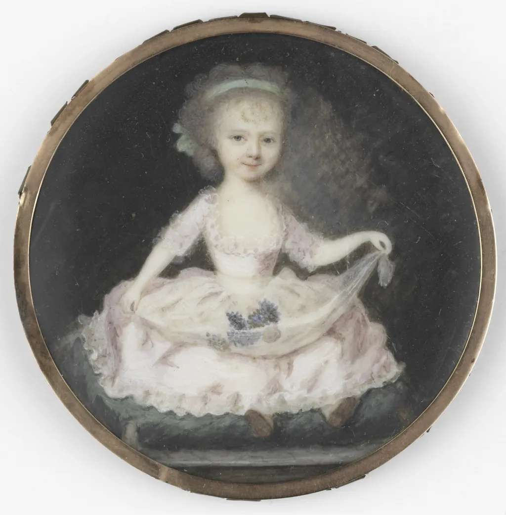 Portrait of a girl, by Anthonie Joseph Helant, ivory, 1794