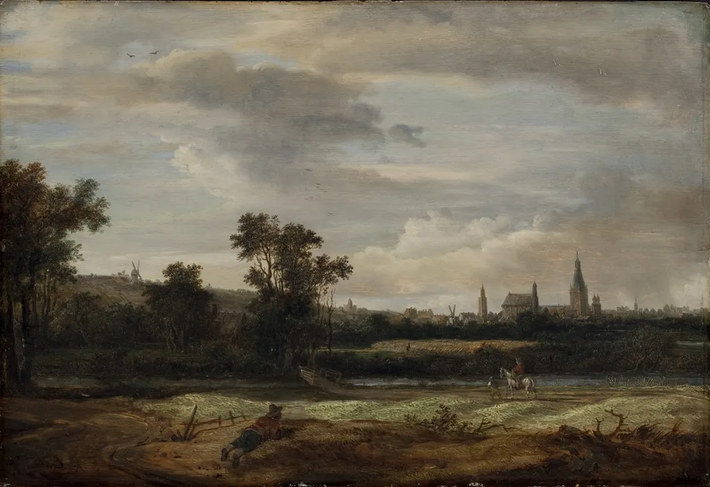 Landscape with a View Towards a Town, by Anthonie van Borssom, unspecified, 1671