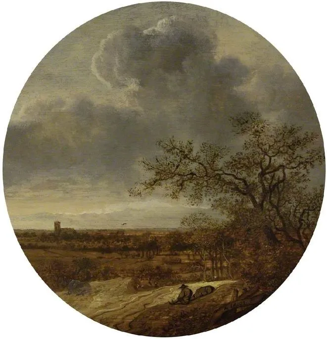 Landscape with figures, by Anthonie van Croos, oil, 1646