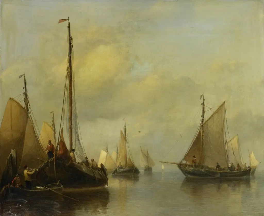 Fishing Boats on calm Water, by Anthonie Waldorp