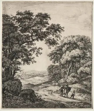 Six large upright landscapes with scenes from the Old Testament: Abraham Dismissing Hagar and Ishmael, by Anthonie Waterloo