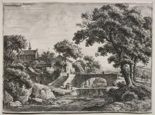 Twelve landscapes (H.95-106): The Two Bridges, by Anthonie Waterloo