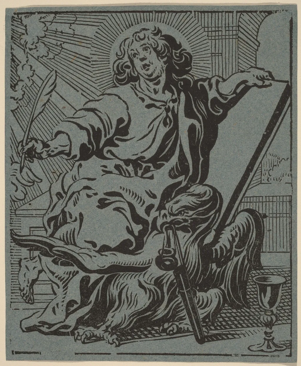 Saint John, by Anthonis Sallaert, ink, 1624
