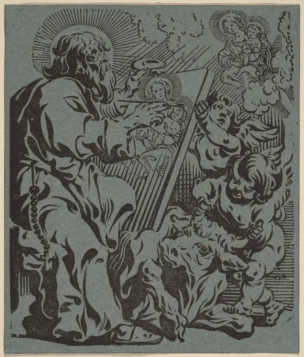 Saint Luke, by Anthonis Sallaert, ink, 1624