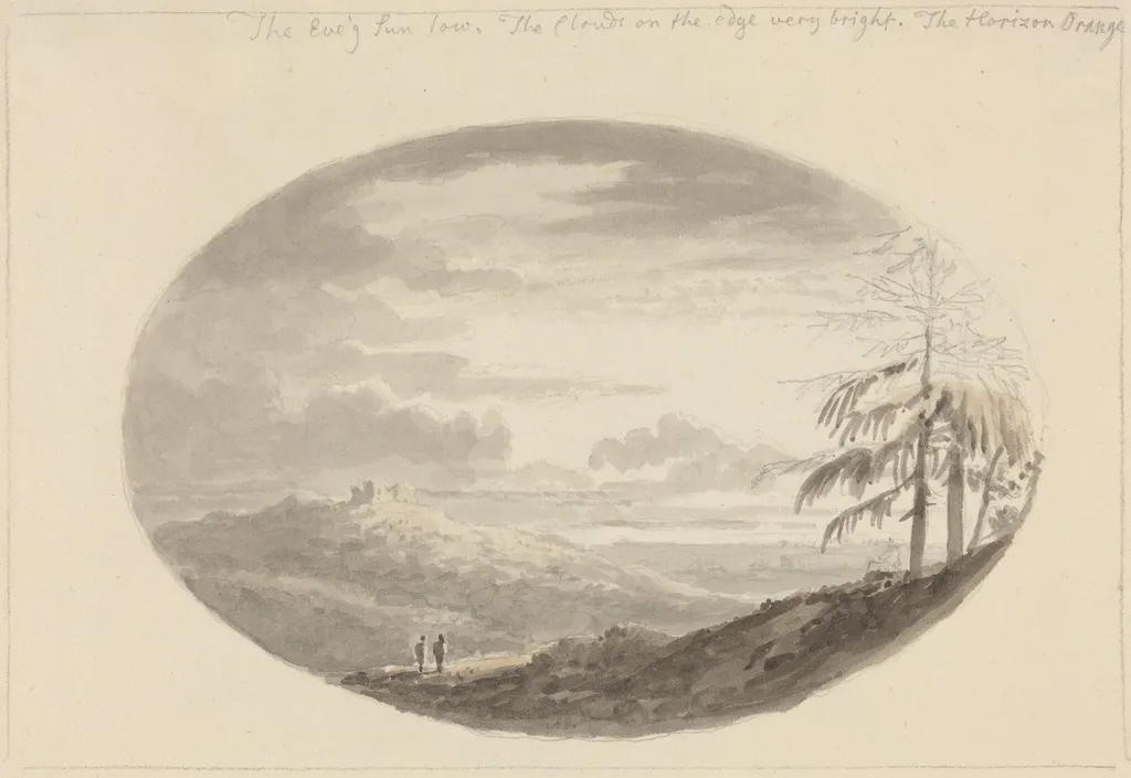 Sunset over the Valley, by Anthony Devis, graphite, 1773