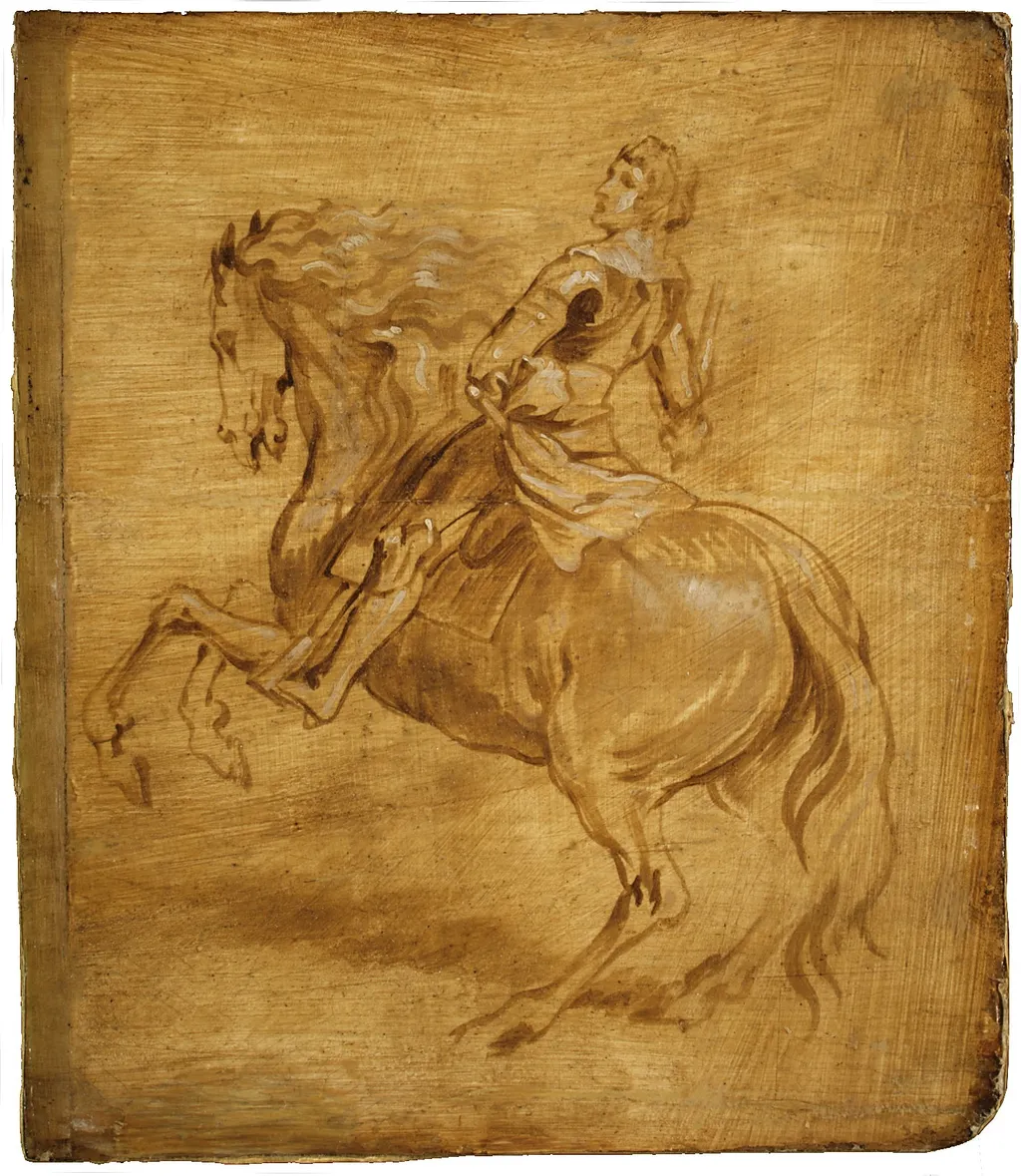 A Man Riding a Horse, by Anthony van Dyck, oil, 1630