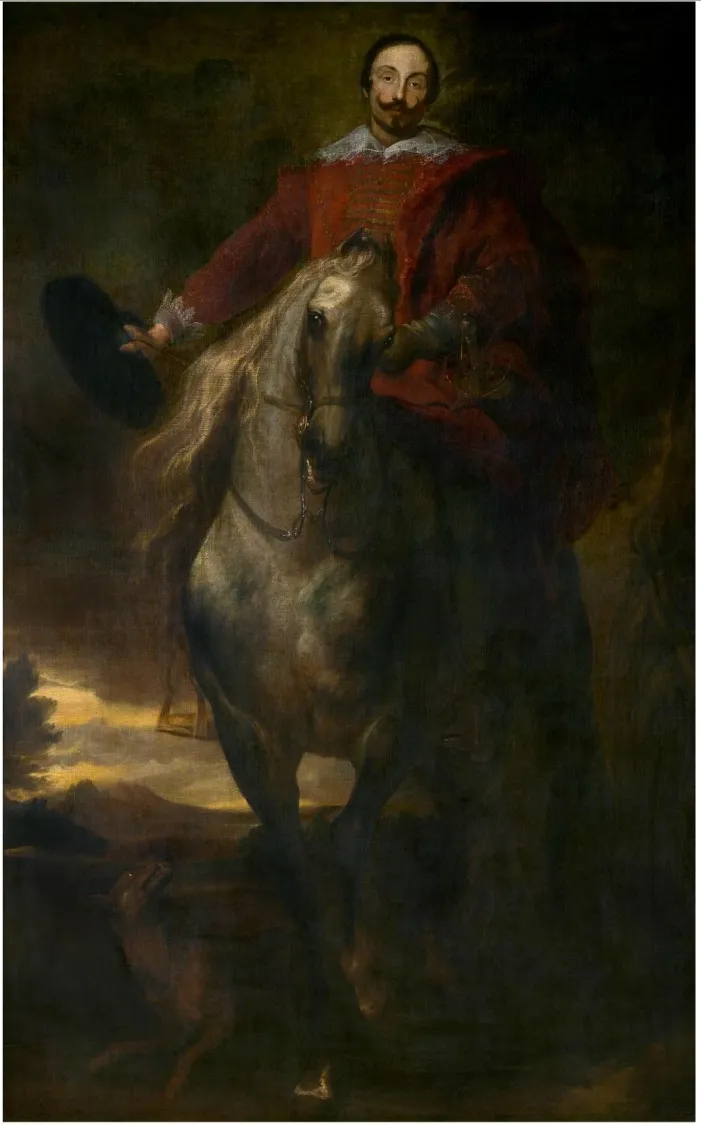 Equestrial Portrait of the Painter Cornelis de Wael, by Anthony van Dyck, oil, 1620