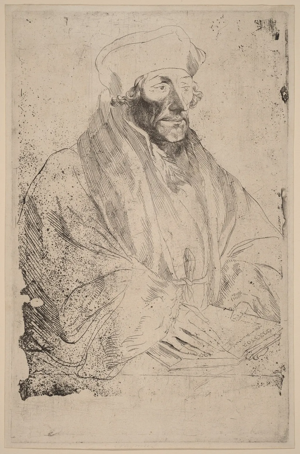 Erasmus of Rotterdam, by Anthony van Dyck, ink, 1634