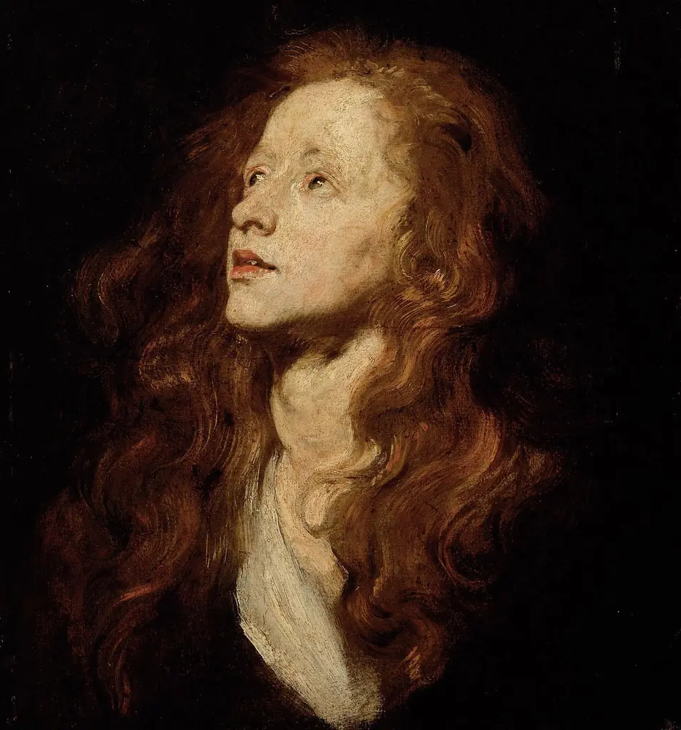 Head study of a woman looking up, by Anthony van Dyck