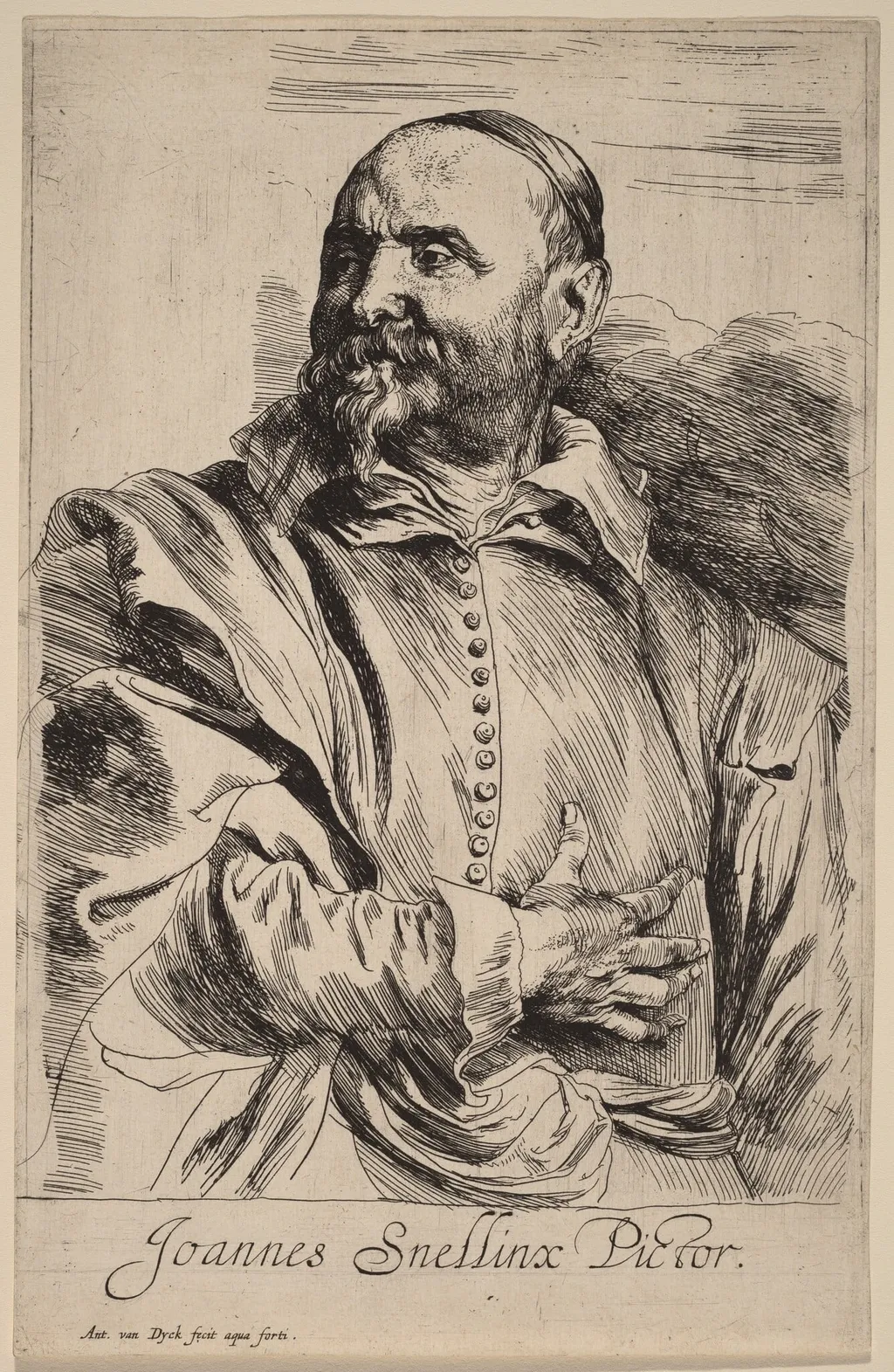 Jan Snellinx, by Anthony van Dyck, ink, 1634