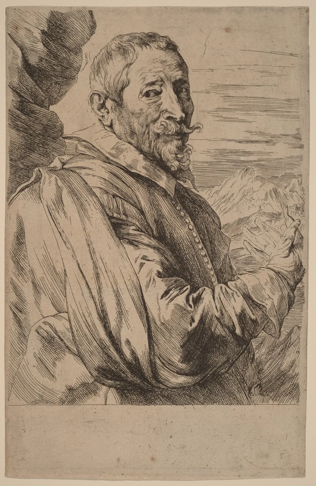 Jodocus de Momper, by Anthony van Dyck, ink, 1634