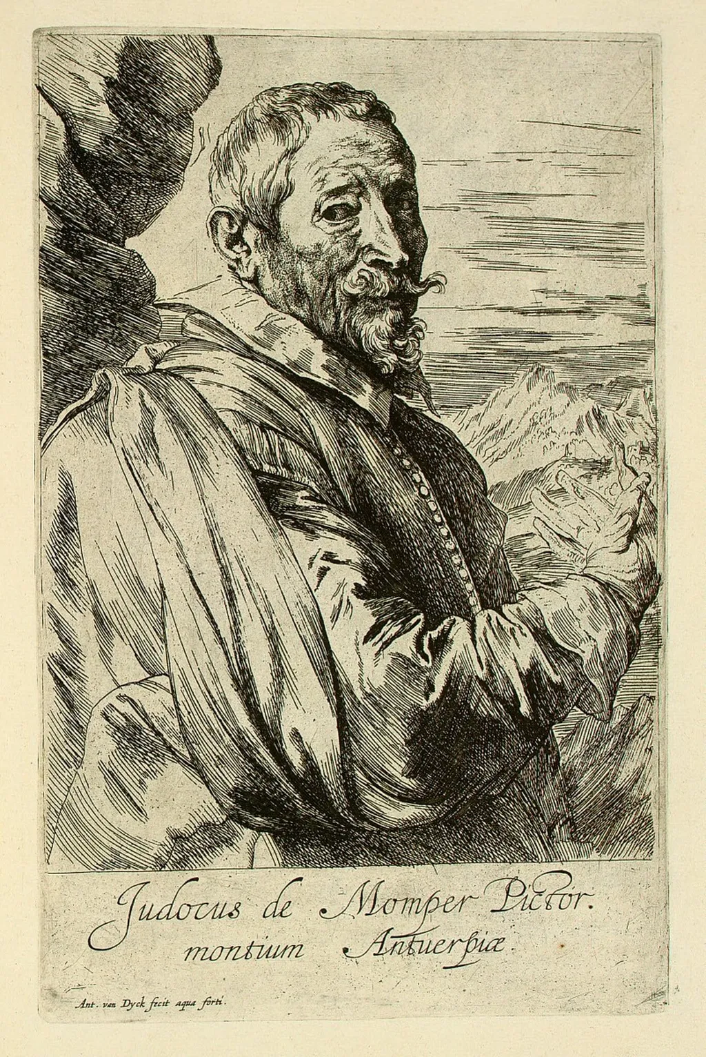 Jodocus de Momper, by Anthony van Dyck, ink, 1634