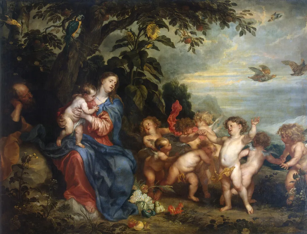Madonna with Partridges, by Anthony van Dyck, oil, 1632