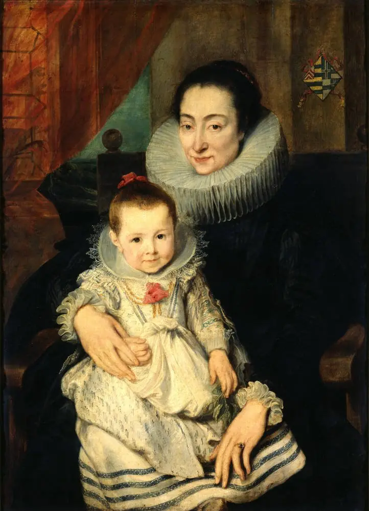 Marie Clarisse (?), wife of Jan Woverius, with their daughter, by Anthony van Dyck