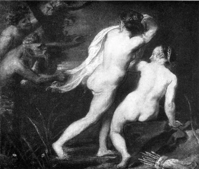 Nymphs surprised by Satyrs