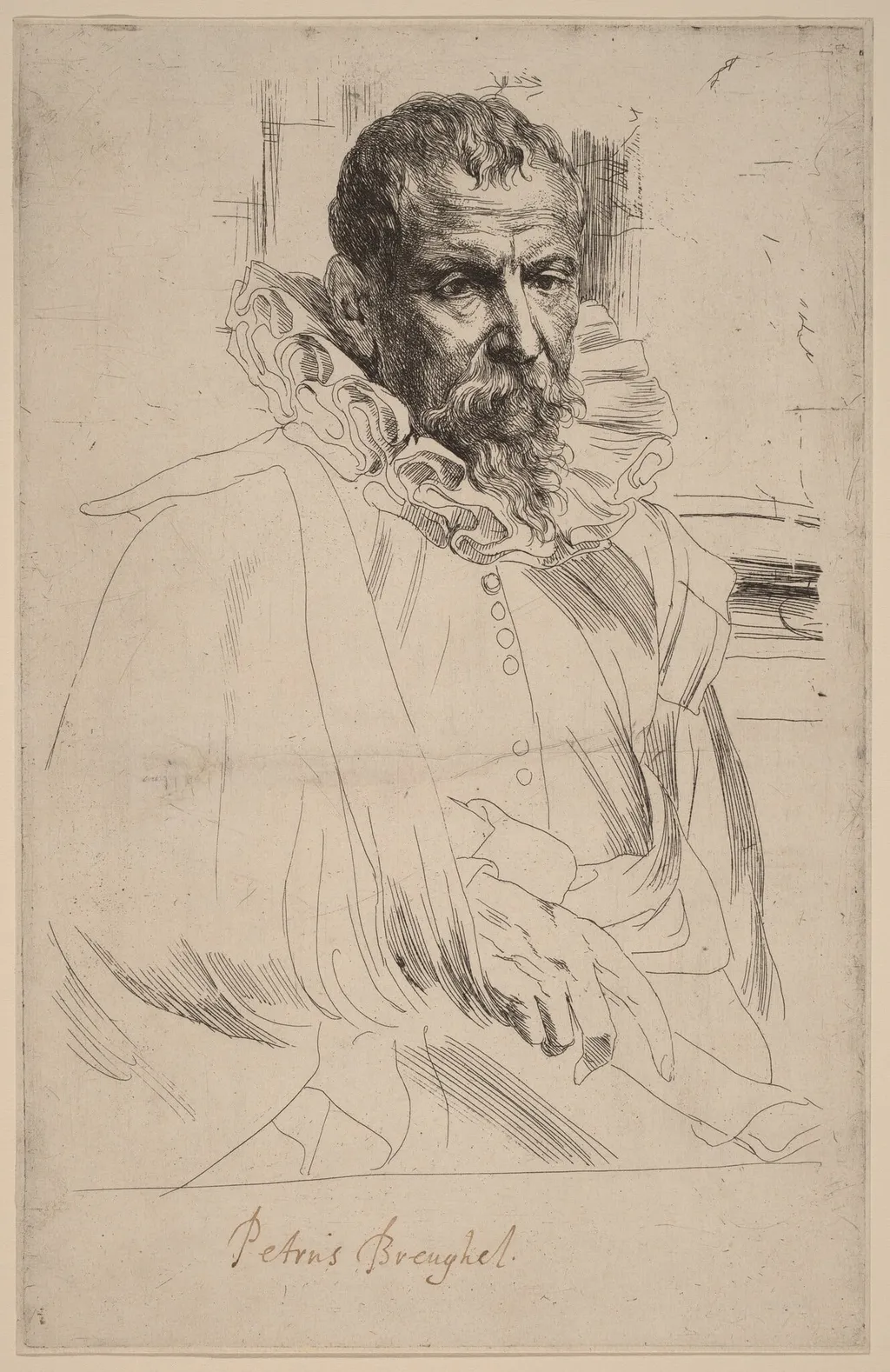 Pieter Bruegel the Younger, by Anthony van Dyck, ink, 1634