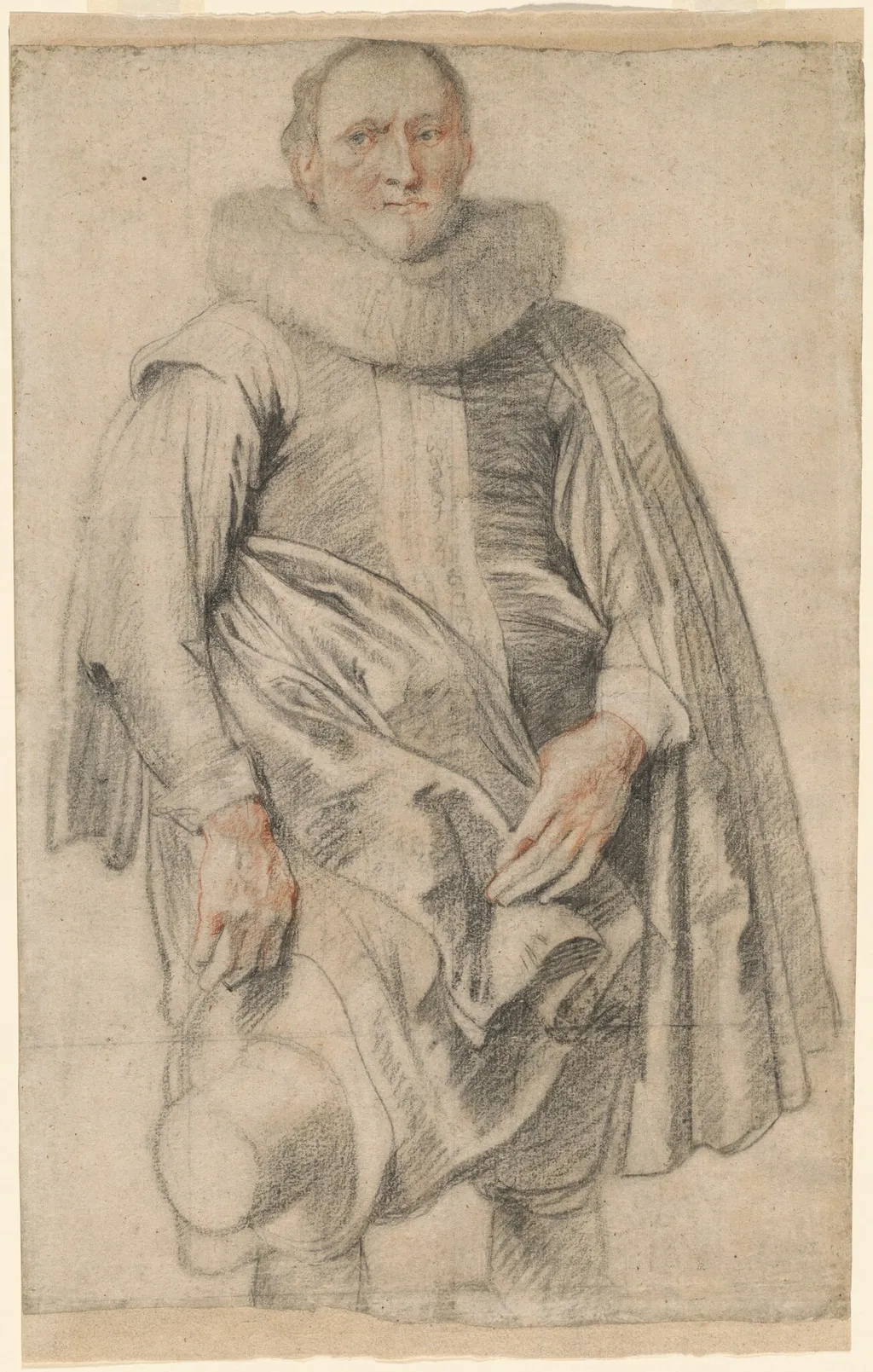 Portrait of a Man Standing, by Anthony van Dyck, charcoal, 1620