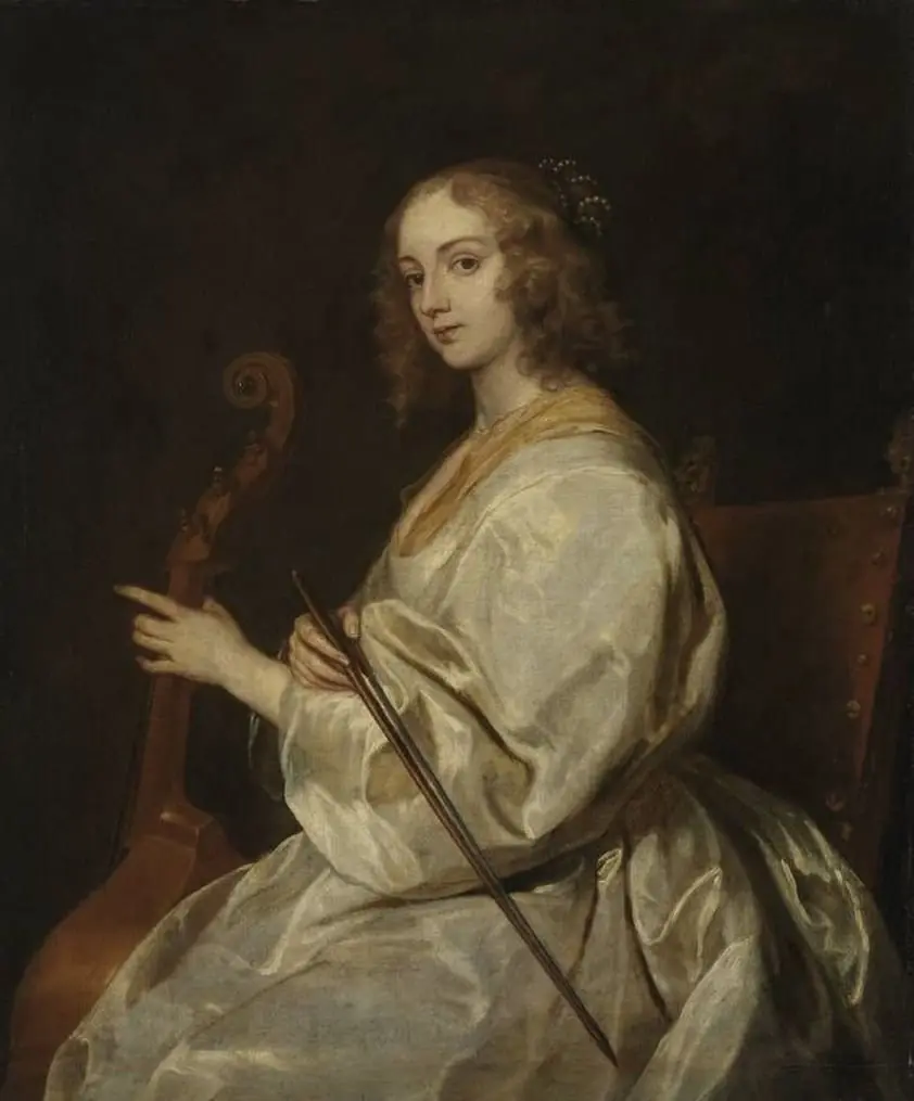 Portrait of a woman playing the viola-da-gamba, formerly identified as Margaret Lemon, by Anthony van Dyck, 1637