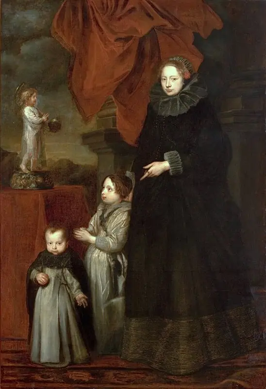 Portrait of Marquise Lomellini, with her children at prayer, by Anthony van Dyck