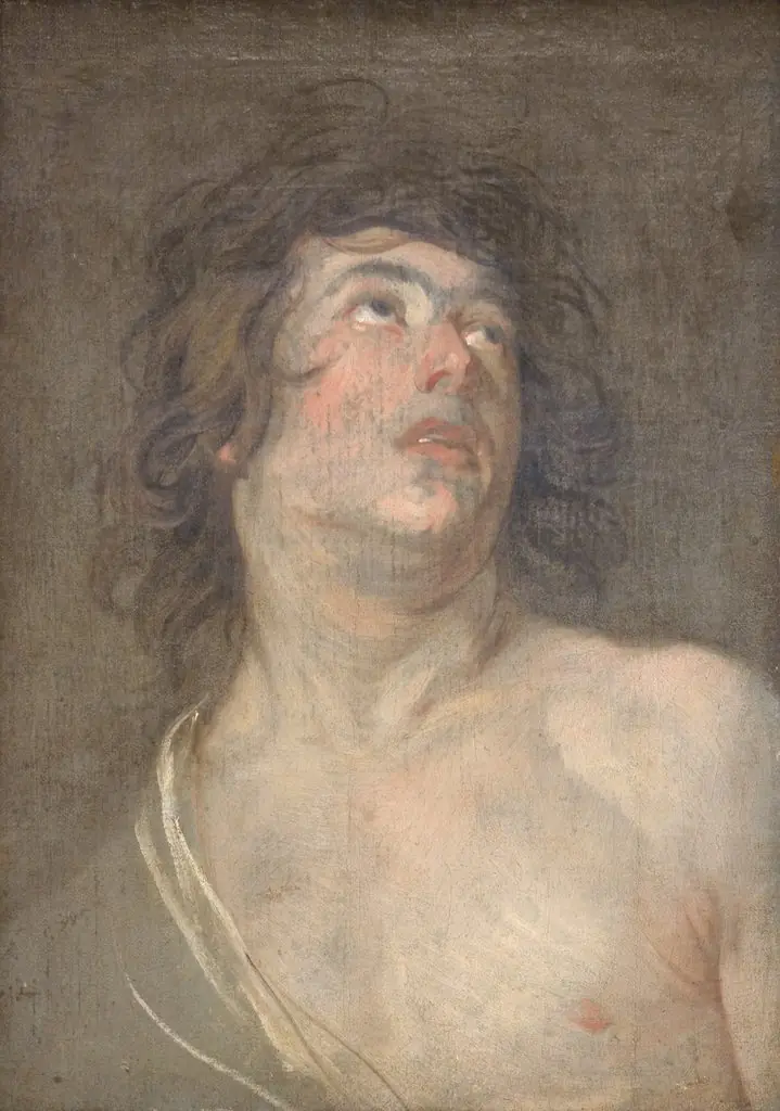 Study Head of a Young Man Looking Upwards. St Sebastian, by Anthony van Dyck