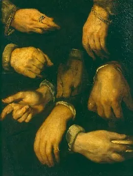 Study of hands, by Anthony van Dyck, oil, 1630