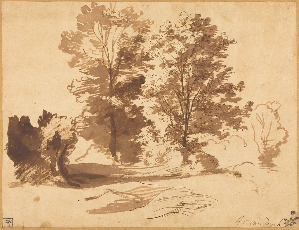 The Edge of a Wood, by Anthony van Dyck, ink, 1634
