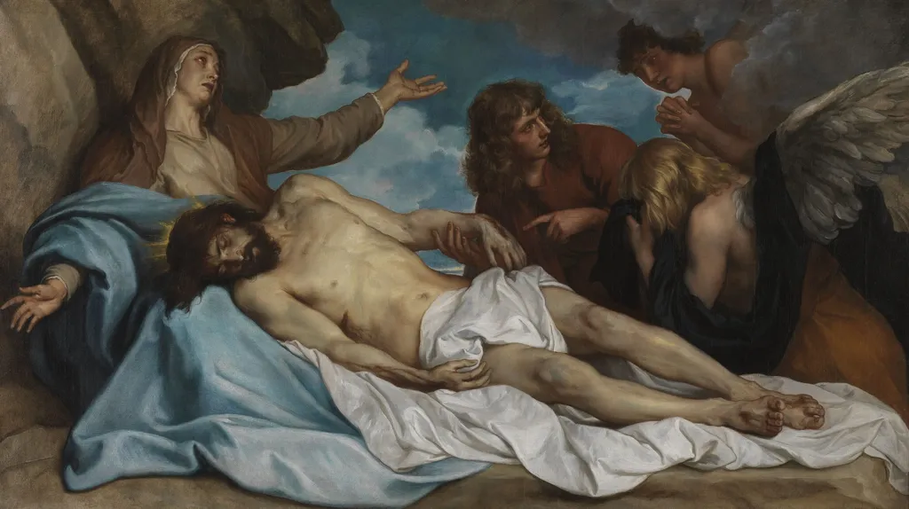 The lamentation over the dead Christ, by Anthony van Dyck, oil, 1635
