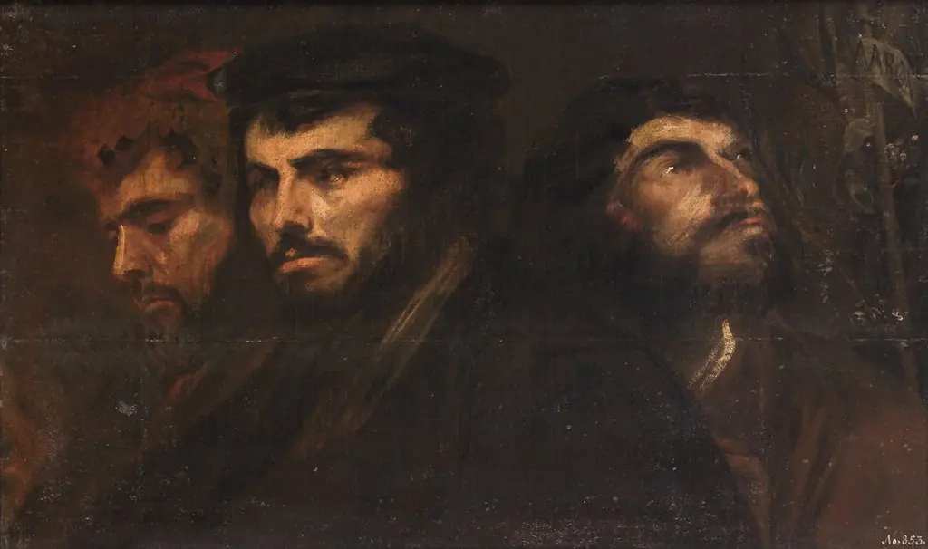 Three studies of heads, by Anthony van Dyck