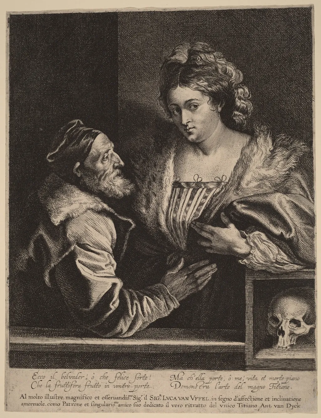 Titian and His Mistress, by Anthony van Dyck, ink, 1630