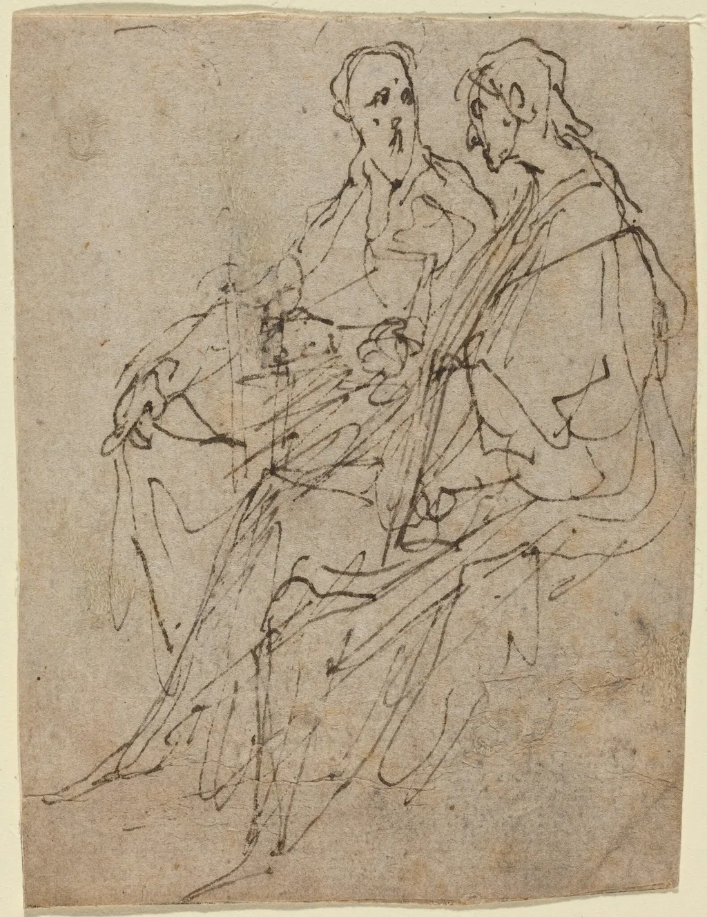 Two Seated Male Figures, by Anthony van Dyck, ink, 1620