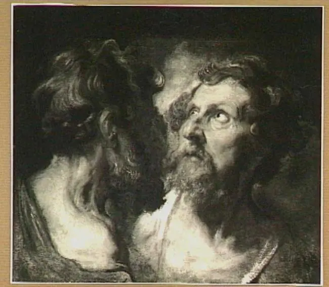 Two study heads of apostles, by Anthony van Dyck