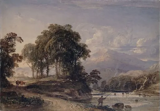 Moel Hebog, looking down the vale from Dinas Emrys, near Beddgelert, by Anthony Vandyke Copley Fielding
