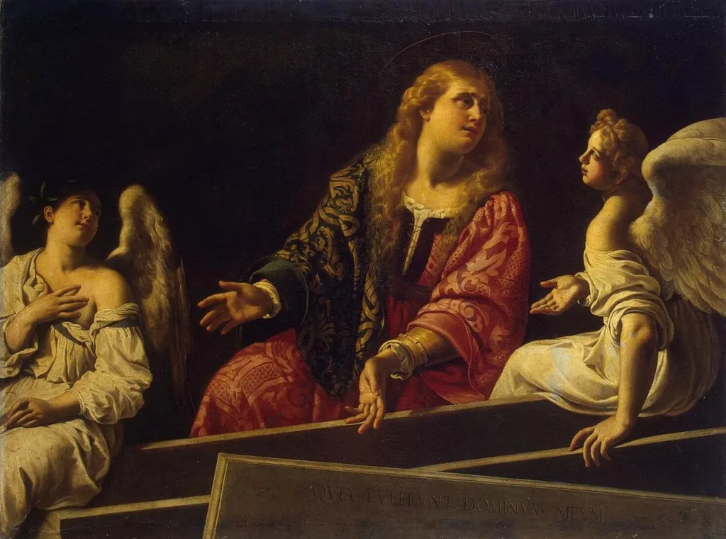 Mary Magdalene at the Tomb of the Risen Christ, by Antiveduto Grammatica, oil, 1620