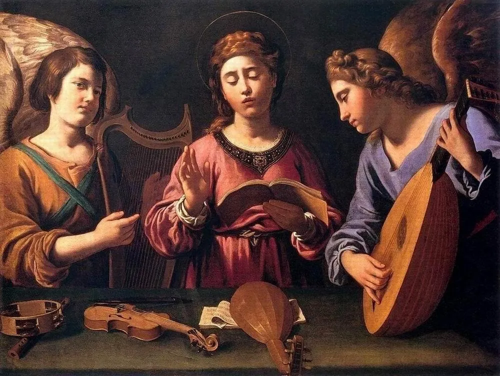 St Cecilia with Two Angels, by Antiveduto Grammatica, oil, 1620