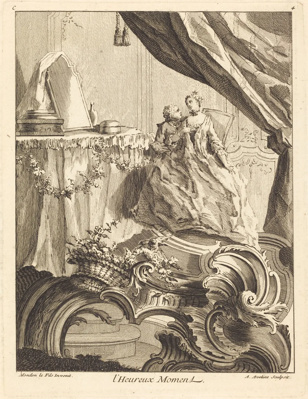 l'Heureux Moment, by Antoine Aveline, ink, 1736