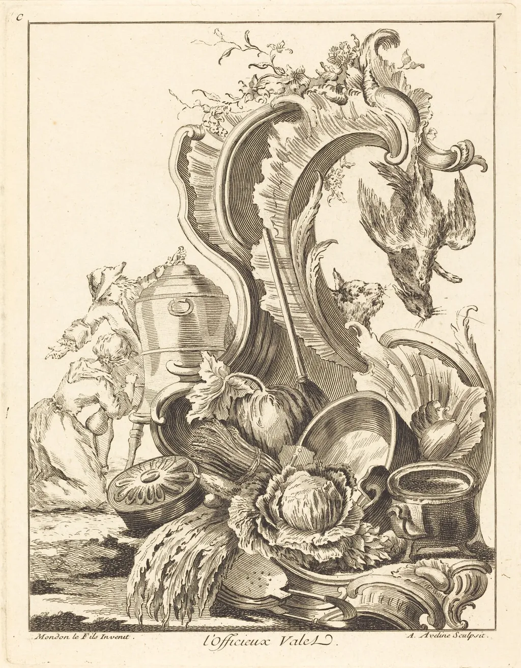 l'Officieux Valet, by Antoine Aveline, ink, 1736